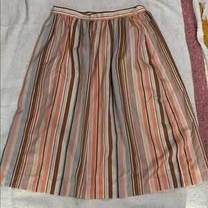 Vintage Chic Striped Midi Skirt in Brown and Pink